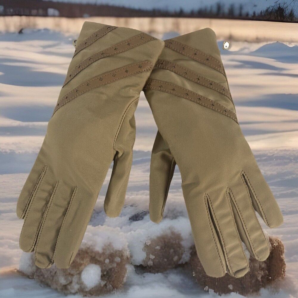 Grandoe Activizer Vtg 1985 Ladies Driving Gloves Camel BROWN One Size Warm Lined
